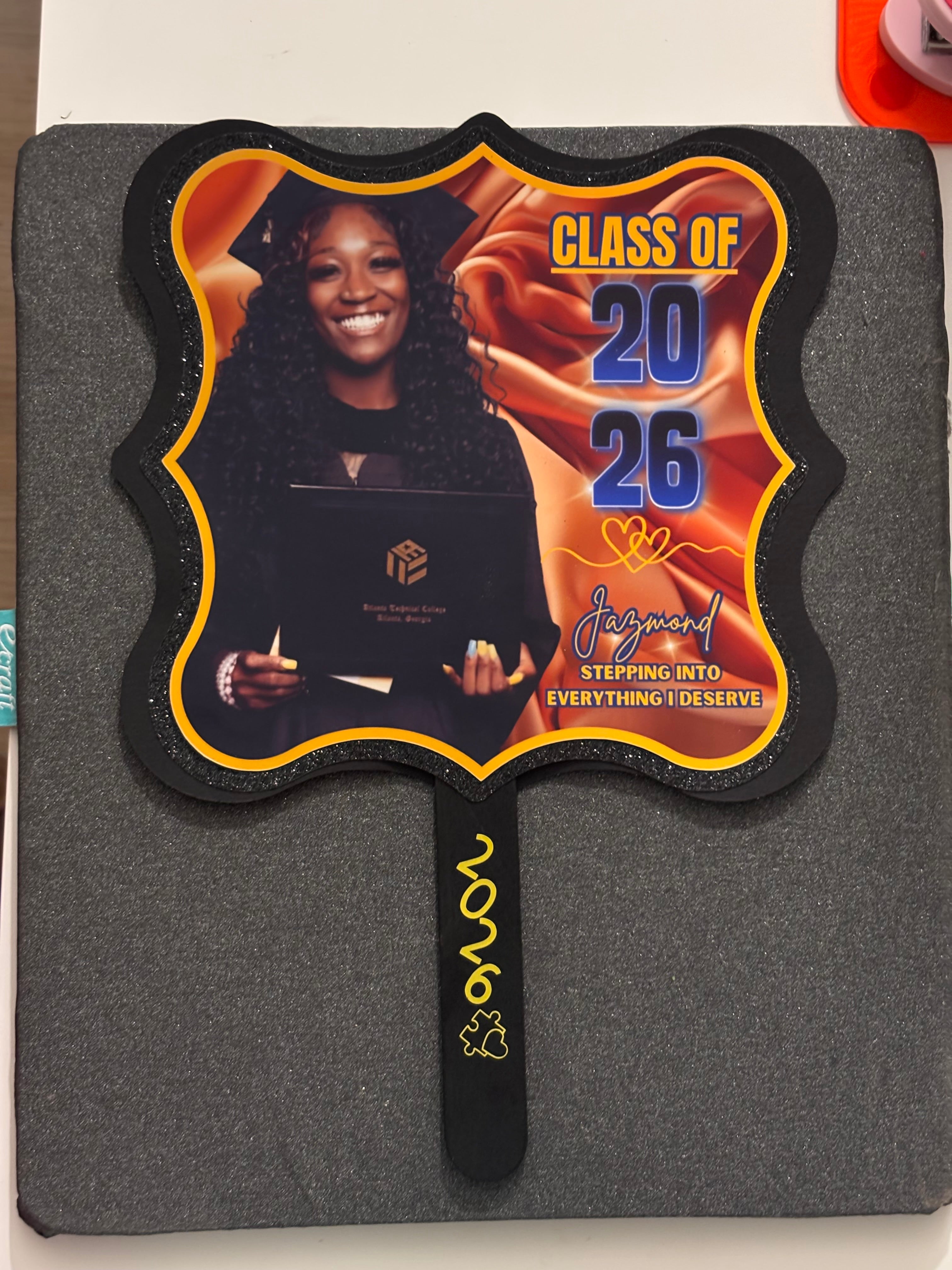 Custom Event Handheld Fan | Personalized Photo Grad Fan | Class of 2026 Keepsake